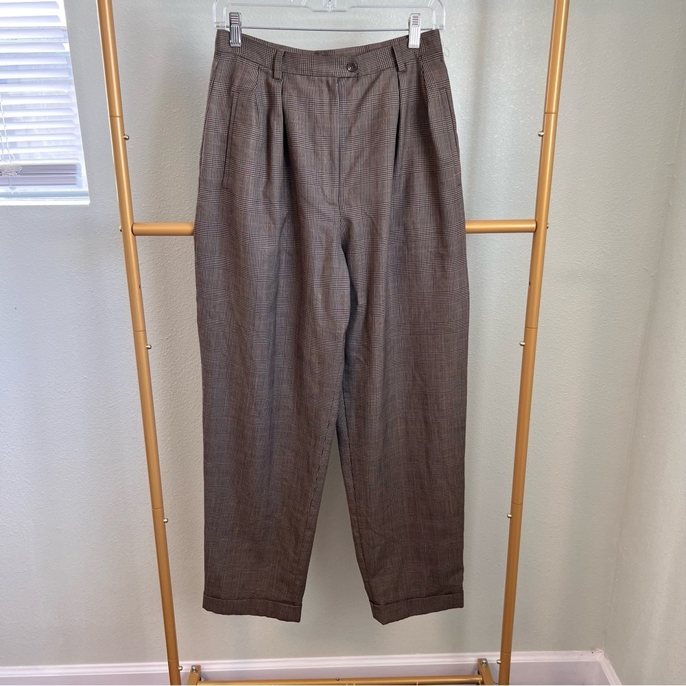 Lauren Ralph Lauren Size 8 Brown 100% Wool Tapered Trouser Pants